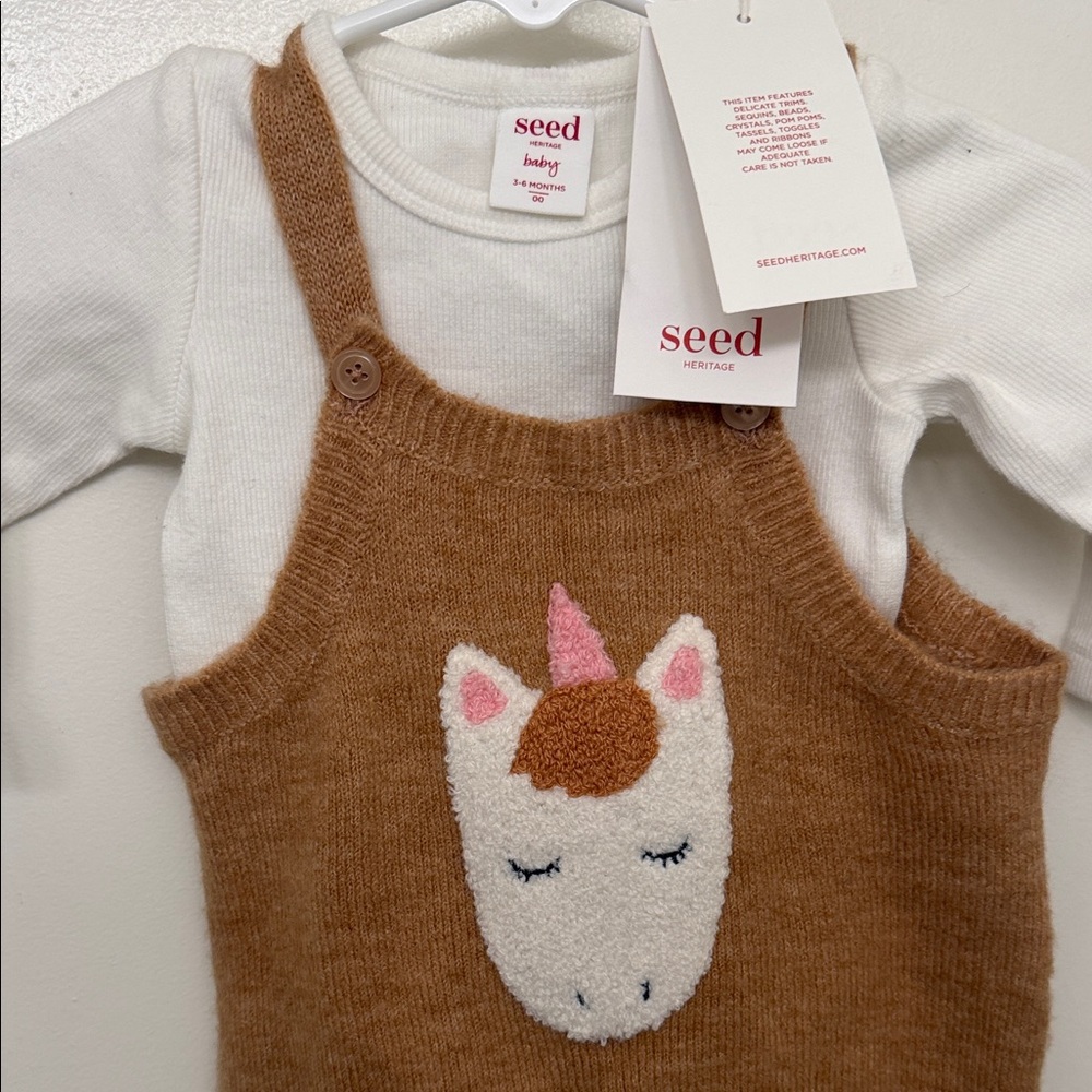 Seed Heritage Unicorn Knit romper - Brown and White